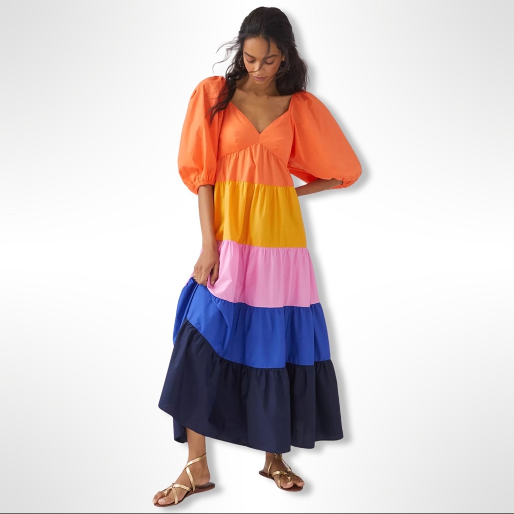 Farm Rio Colorblock Maxi Dress NWT Anthropologie